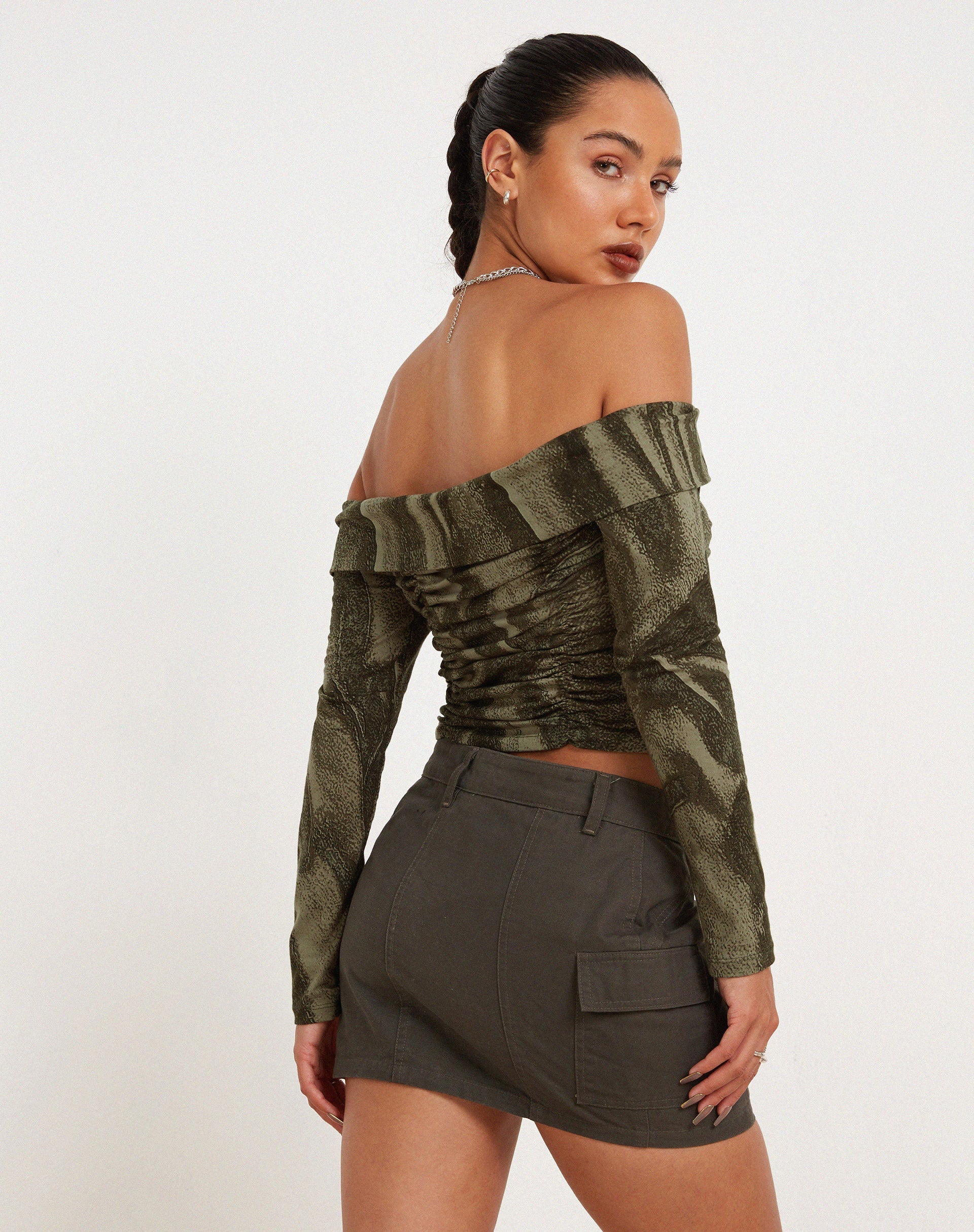 Hestina Top in Dystopian Crease Khaki