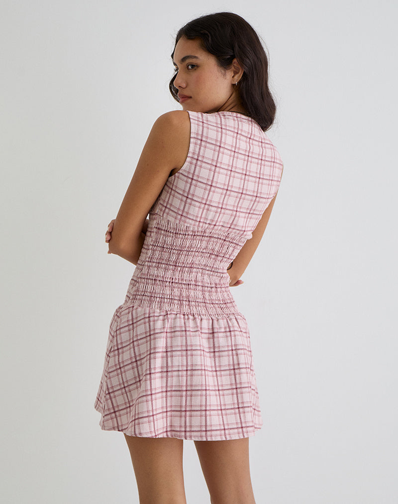 Hevoria Mini Dress in Basic Tartan Pink