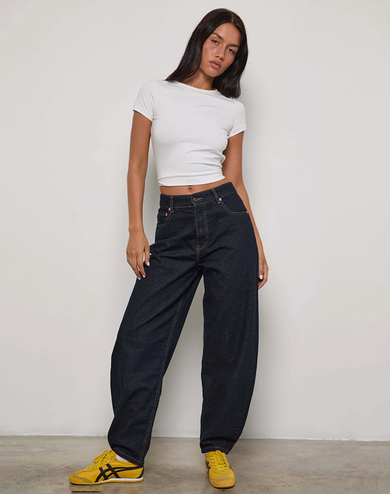 High Rise Barrel Jean in Indigo