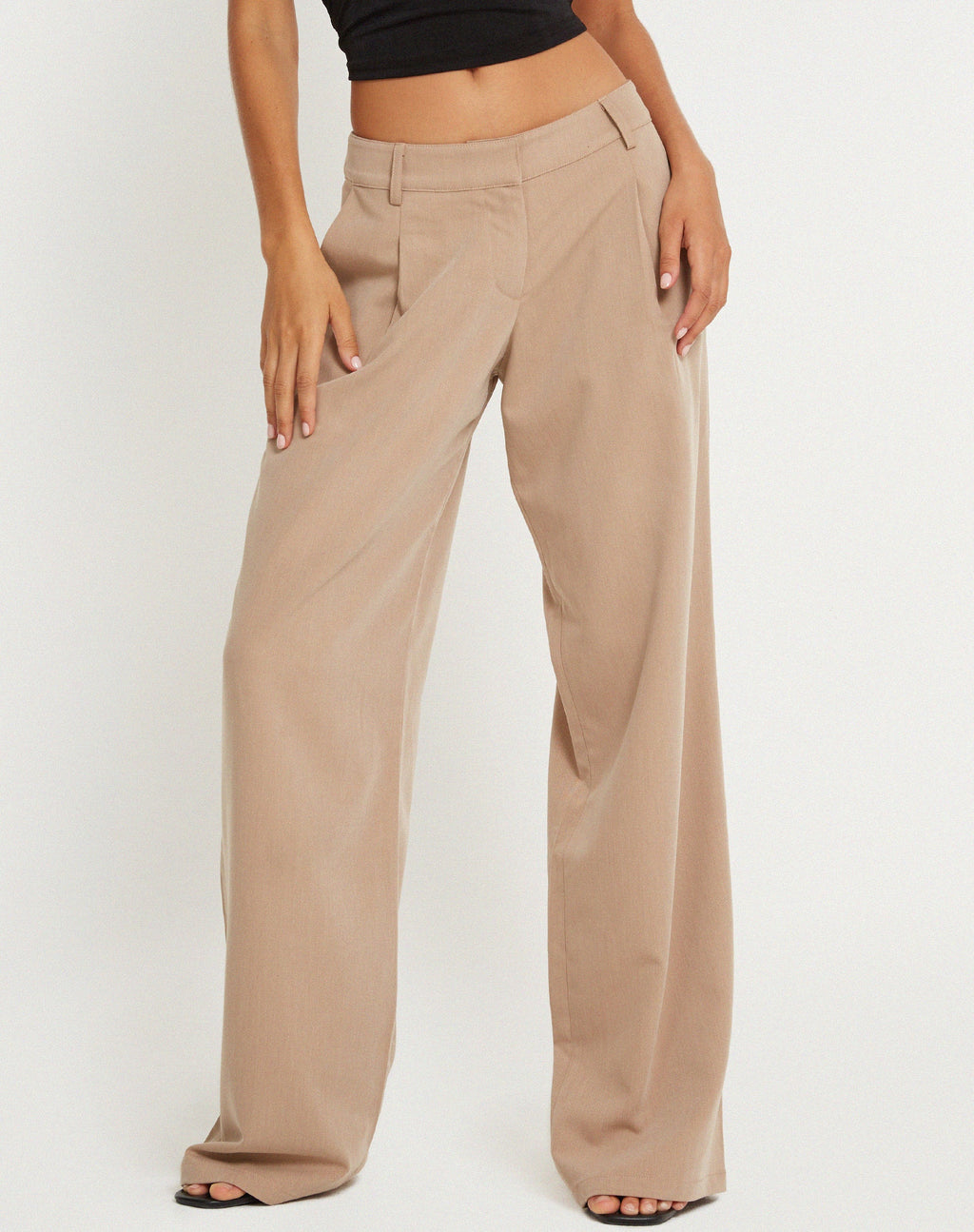 Hondra Wide Leg Trouser in Beige
