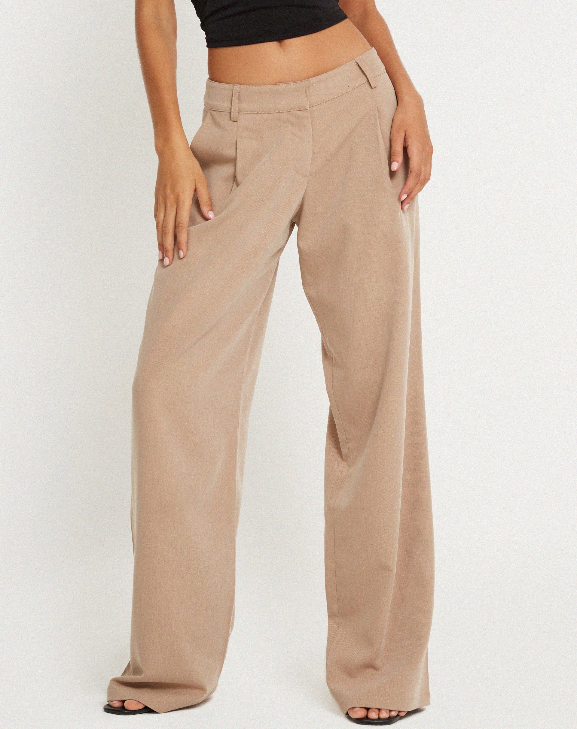 Hondra Wide Leg Trouser in Beige
