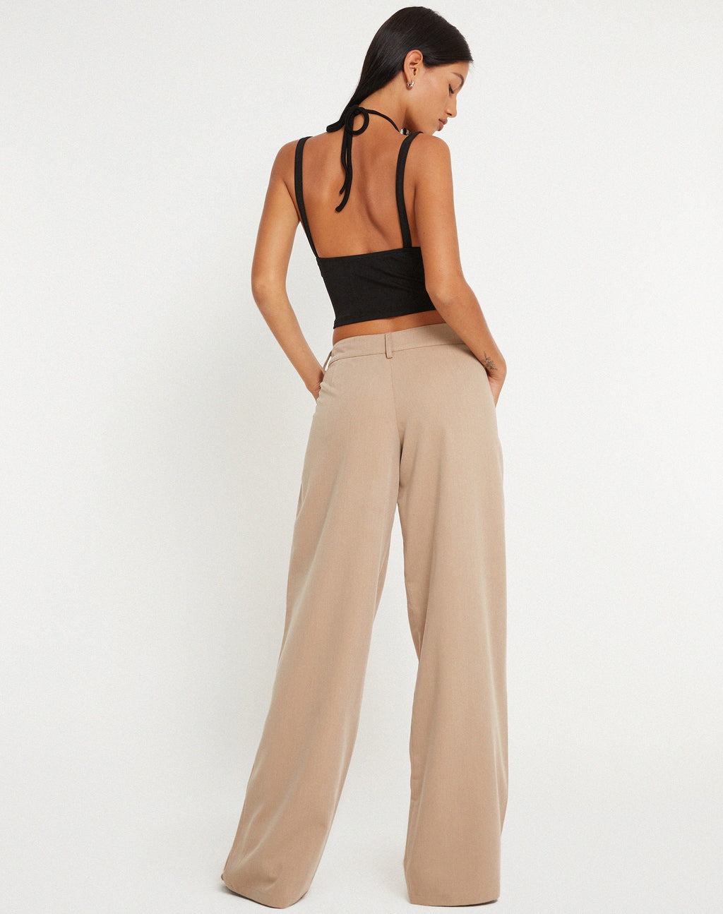 Hondra Wide Leg Trouser in Beige