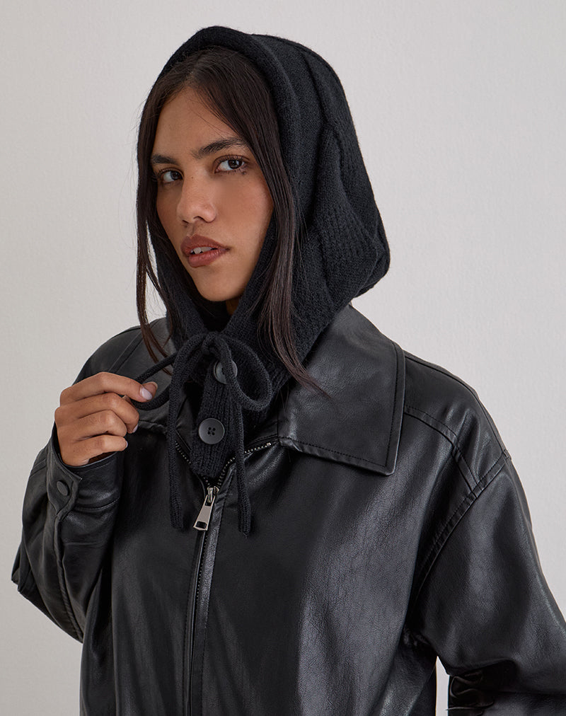 Hood Hat in Knit Black