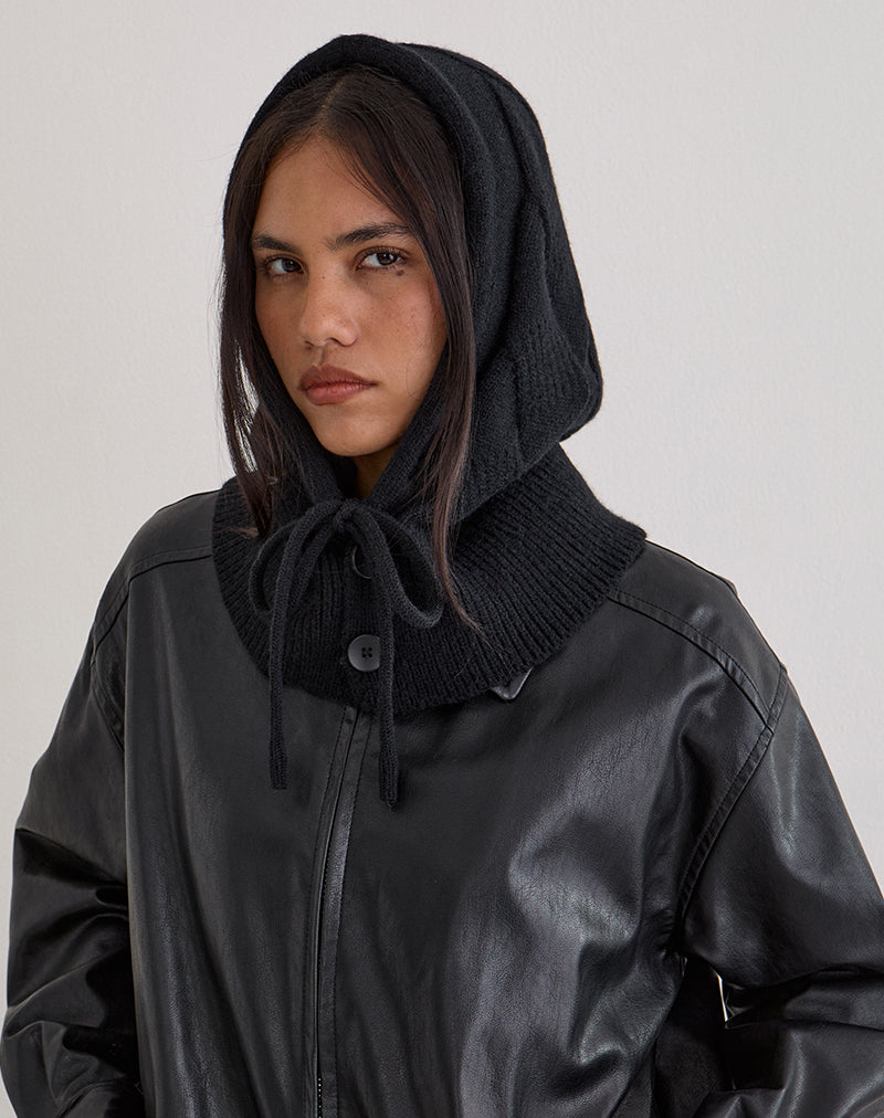 Hood Hat in Knit Black