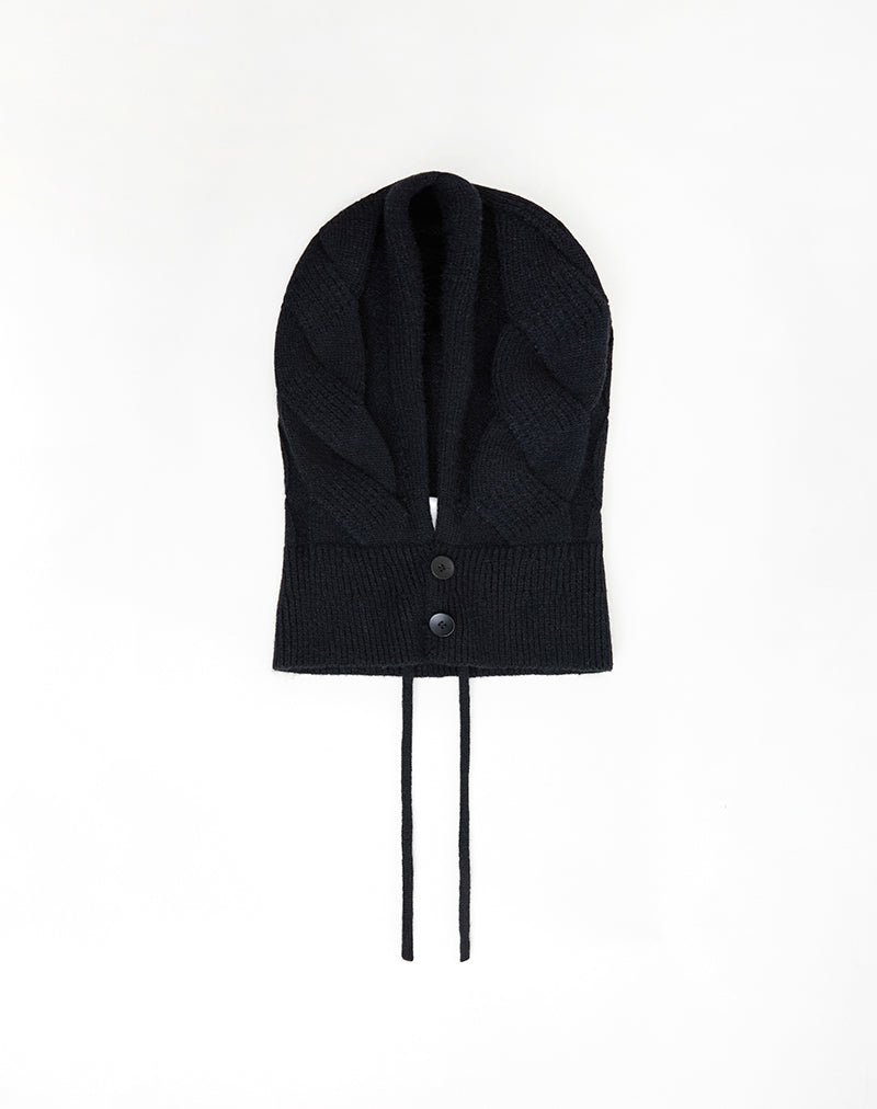 Hood Hat in Knit Black