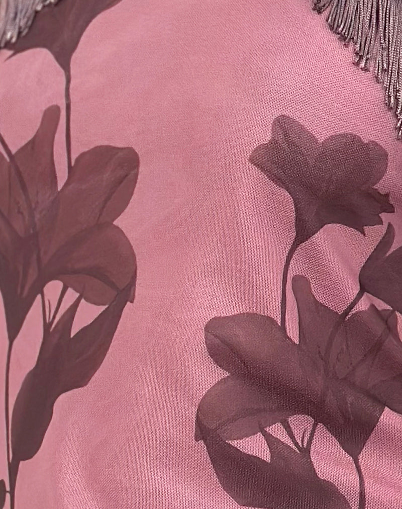 Howard Fringe Top in Tonal Flower Mauve