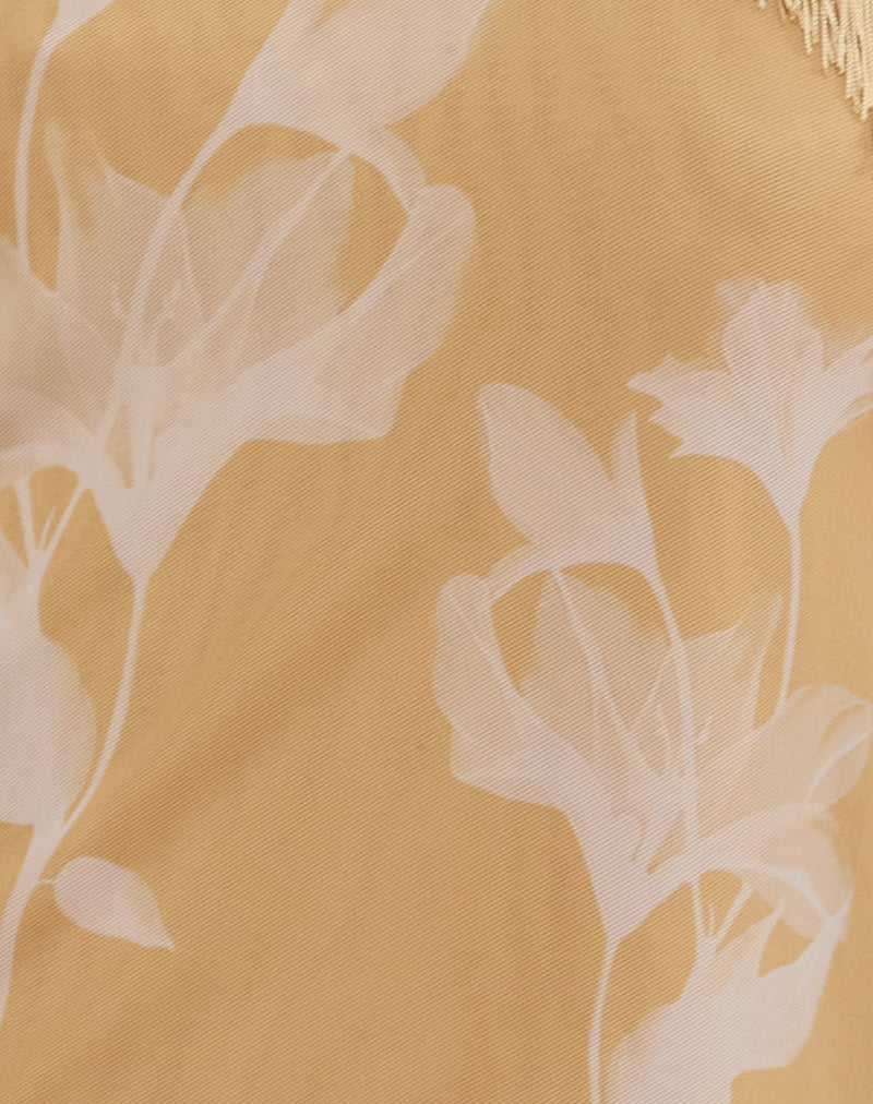 Howard Halter Fringe Top in Flower Yellow White