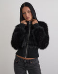 Homari Shaggy Faux Fur Jacket in Black