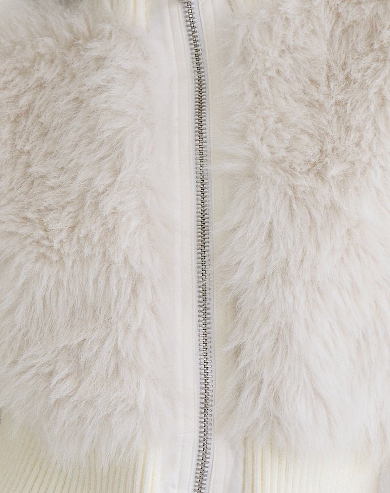 Homari Shaggy Faux Fur Jacket in Cream