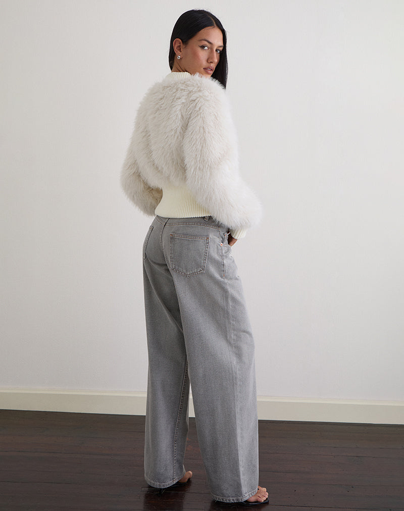 Homari Shaggy Faux Fur Jacket in Cream