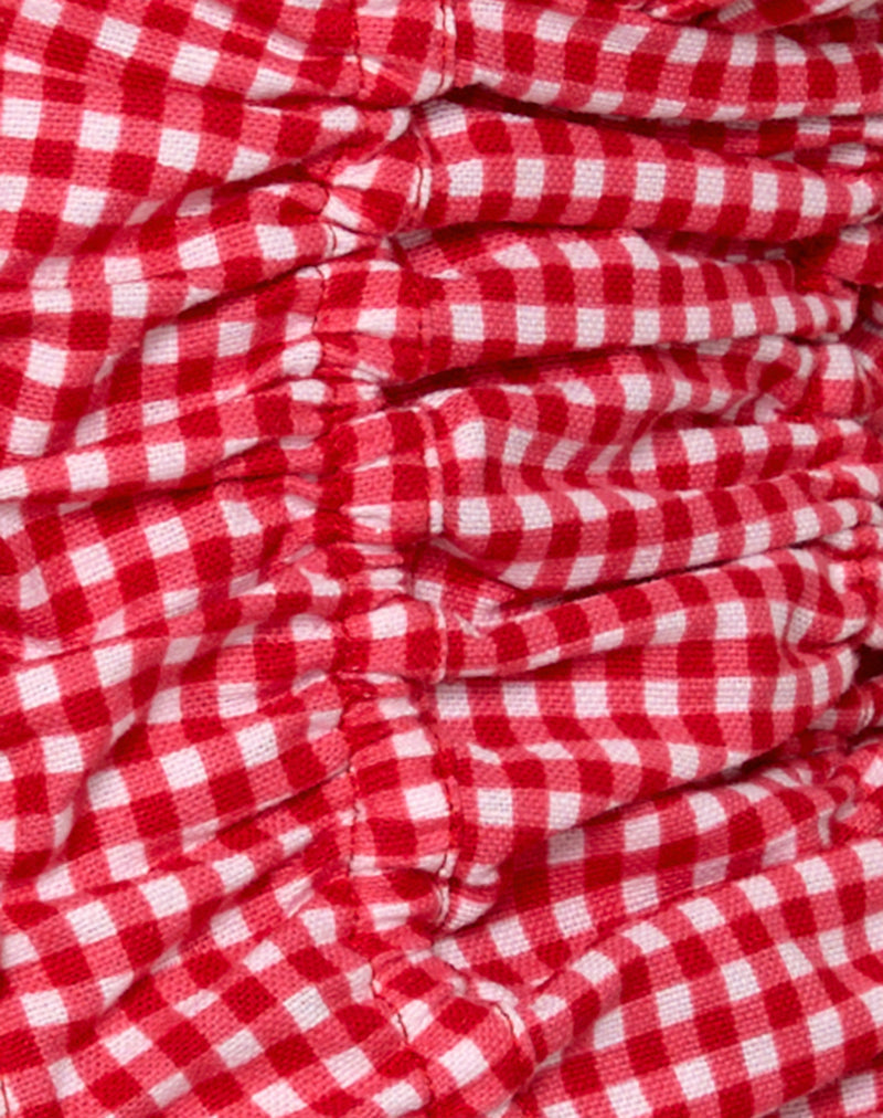 Ilase Ruched Blouse in Red Gingham