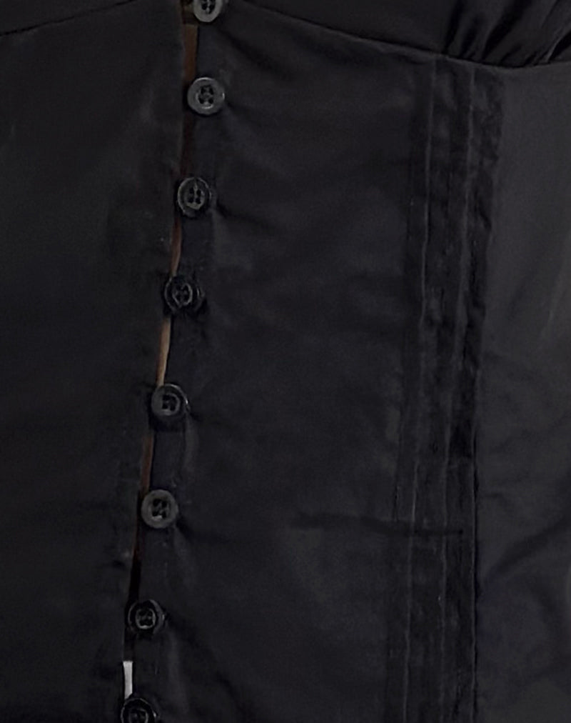 Ilias Corset Top in Poplin Black