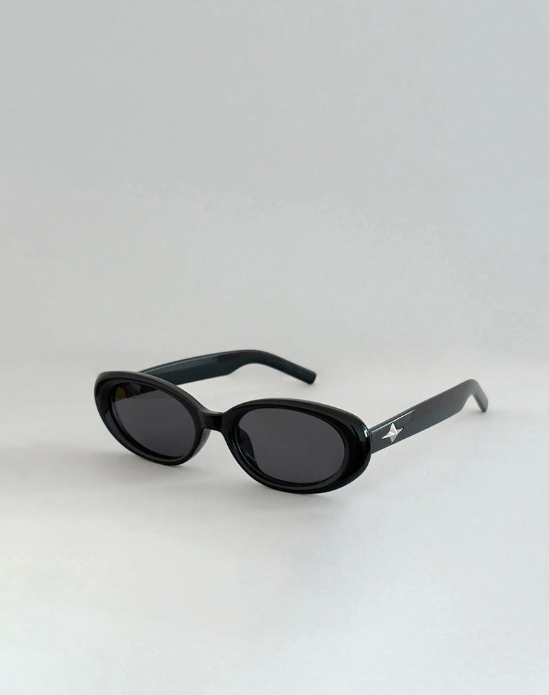 Imbri Oval Sunglasses in Black with Star