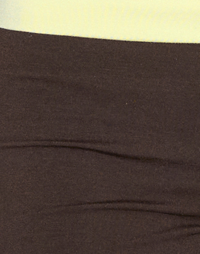 Inrida Halterneck Top in Chocolate Brown and Lemon