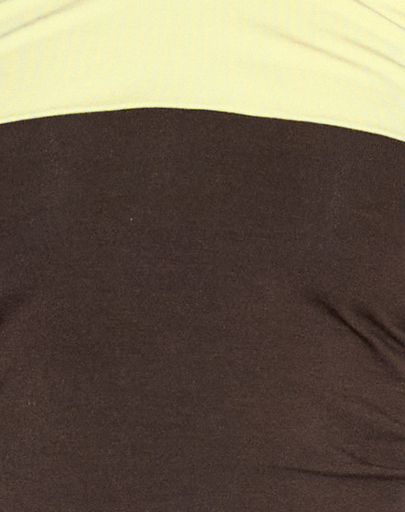 Sea Foldover Short in Chocolate Brown and Lemon