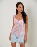Iranila Asymmetric Top in Gauzy Sequin Baby Pink