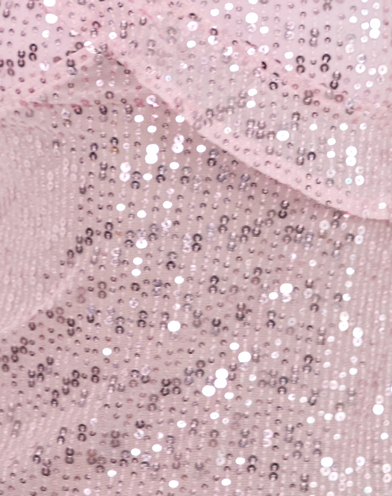 Iranila Asymmetric Top in Gauzy Sequin Baby Pink