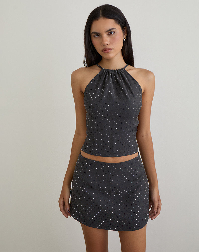 Isado Open Back Top in Diamante Grey