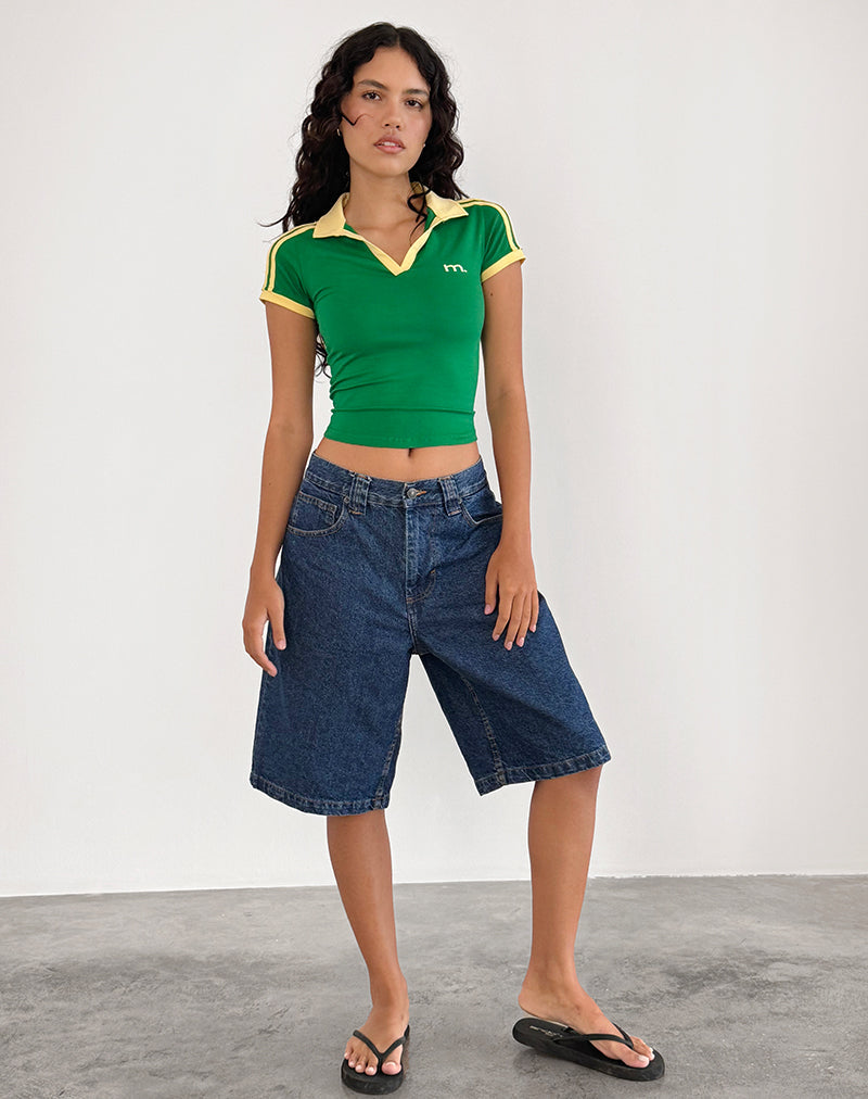 Isda Top in Bush Green with Lemonade Binding