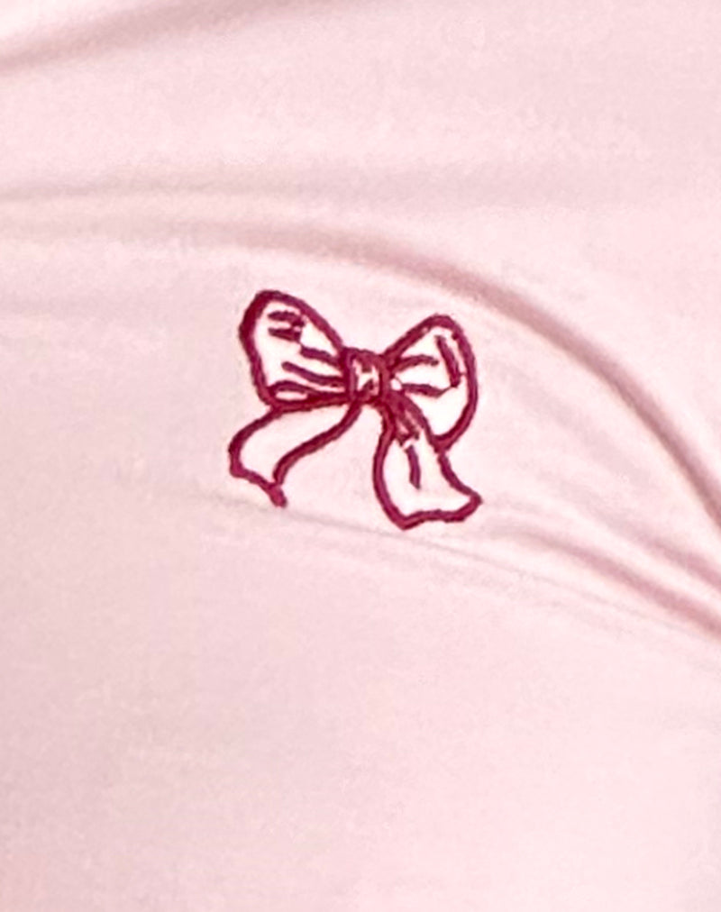 Isda Top in Girlie Pink with Red Bow Emb