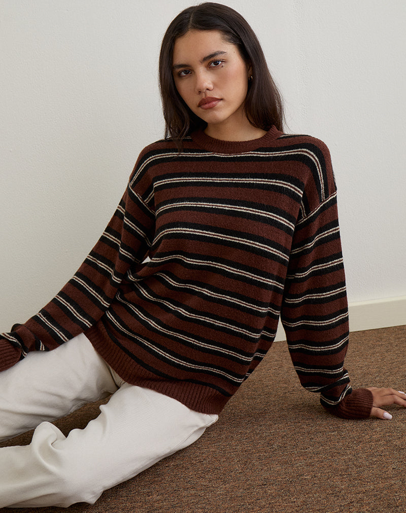 Ishari Jumper in Stripe Brown Multi