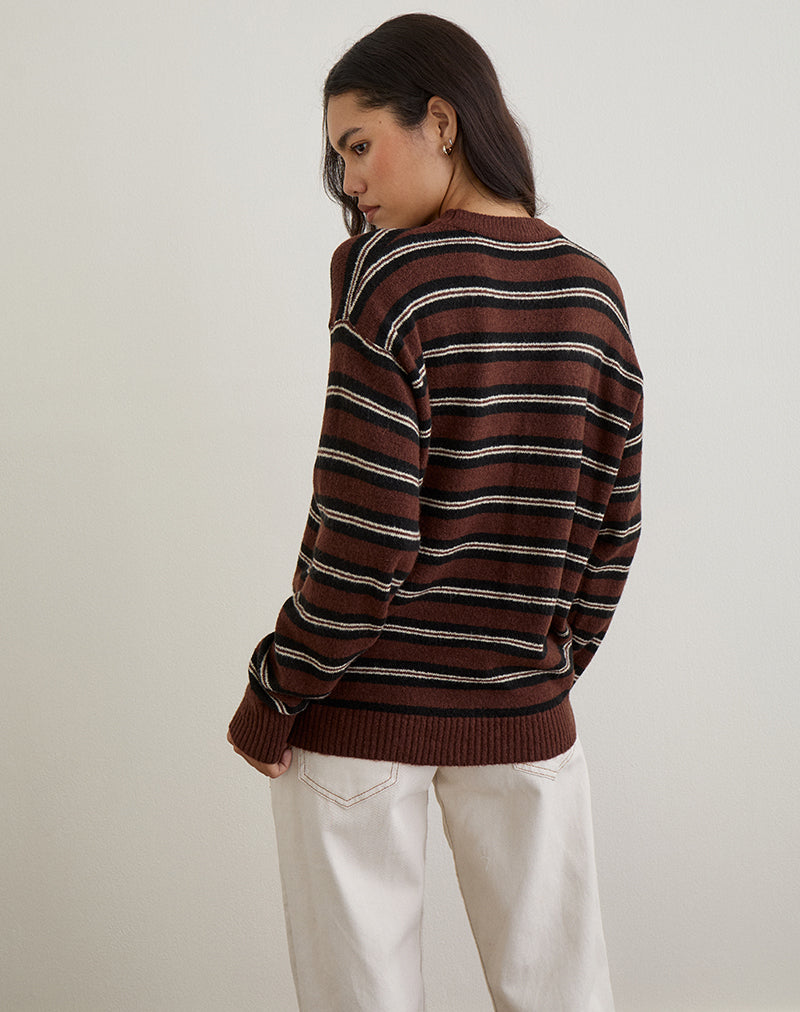 Ishari Jumper in Stripe Brown Multi