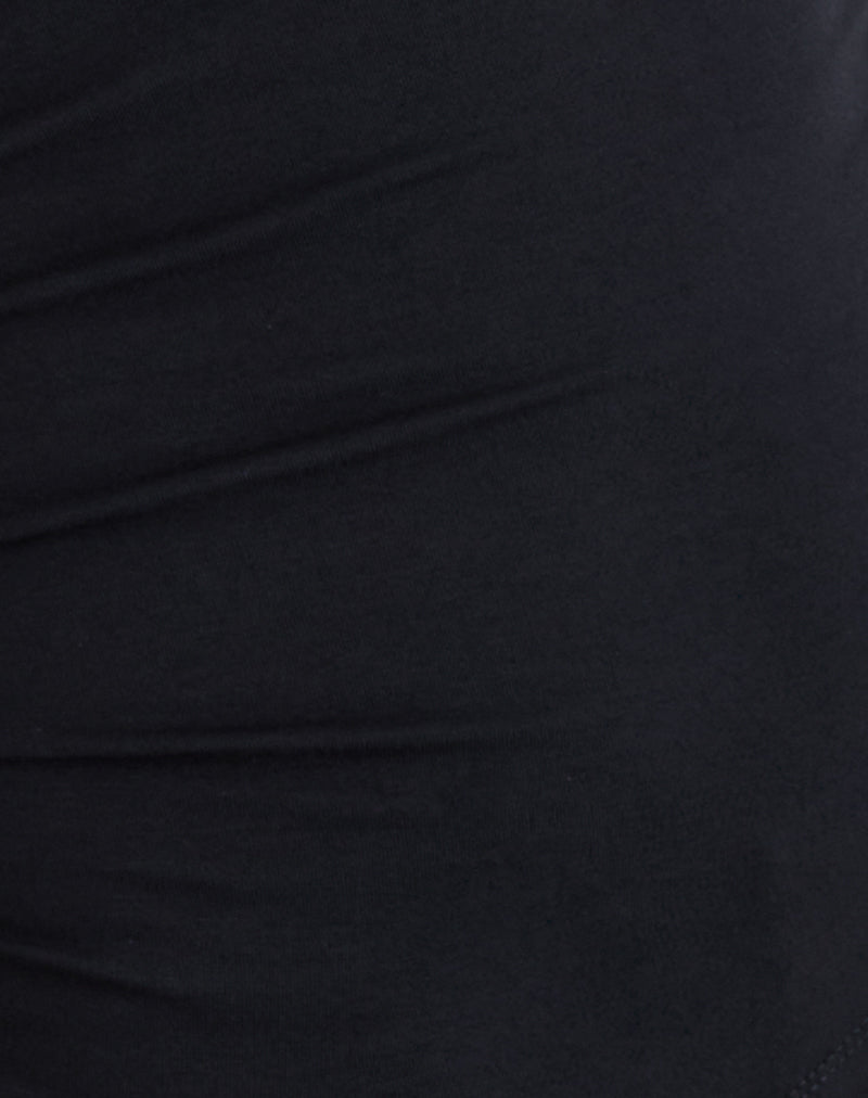 Ishika Asymmetric Neck Top with Eyelets in Black