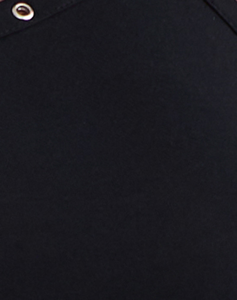 Ishikawa Asymmetrical Maxi Dress with Eyelets in Black