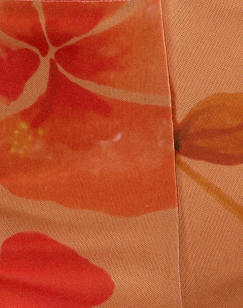 Istora Shorts in Watercolour Hibiscus Orange