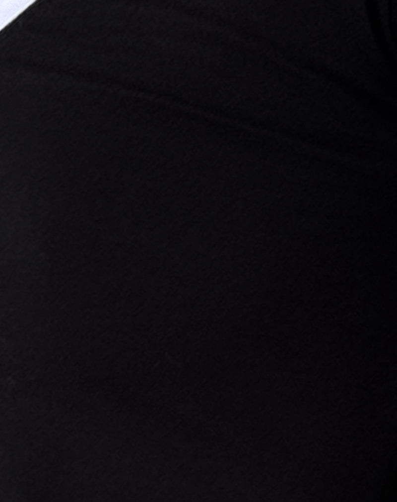 Izolde Baby Tee in Black with White Binding and M Embroidery