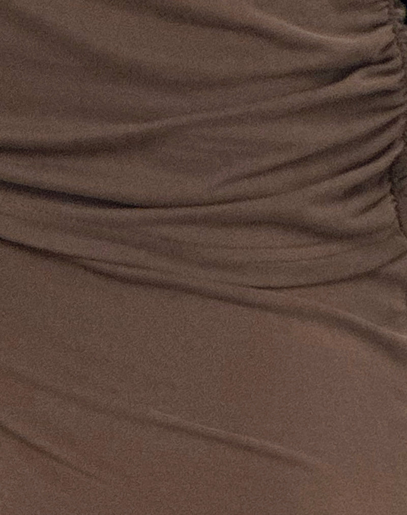 Jacita Low Rise Flared Trousers in Bitter Chocolate