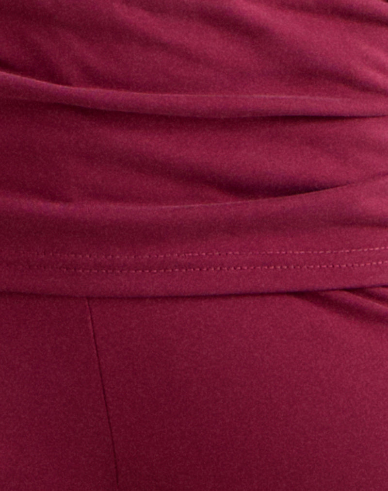 Jacita Low Rise Trousers in Cupro Burgundy