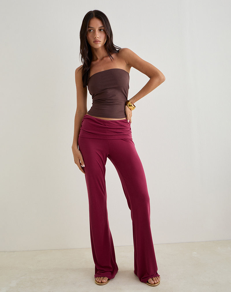 Jacita Low Rise Trousers in Cupro Burgundy