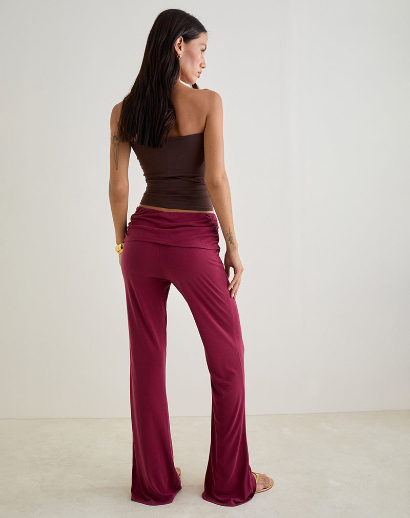 Jacita Low Rise Trousers in Cupro Burgundy