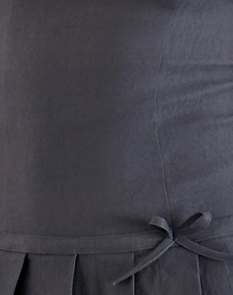 Jadzia Drop Waist Mini Dress in Charcoal Grey