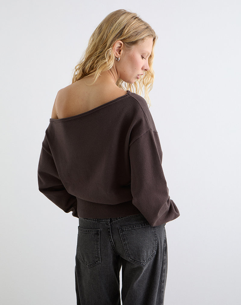 Jalira Asymmetric Jumper in Brown