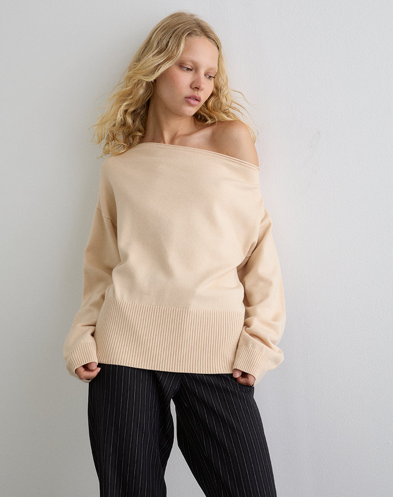 Jalira Asymmetric Jumper in Cream