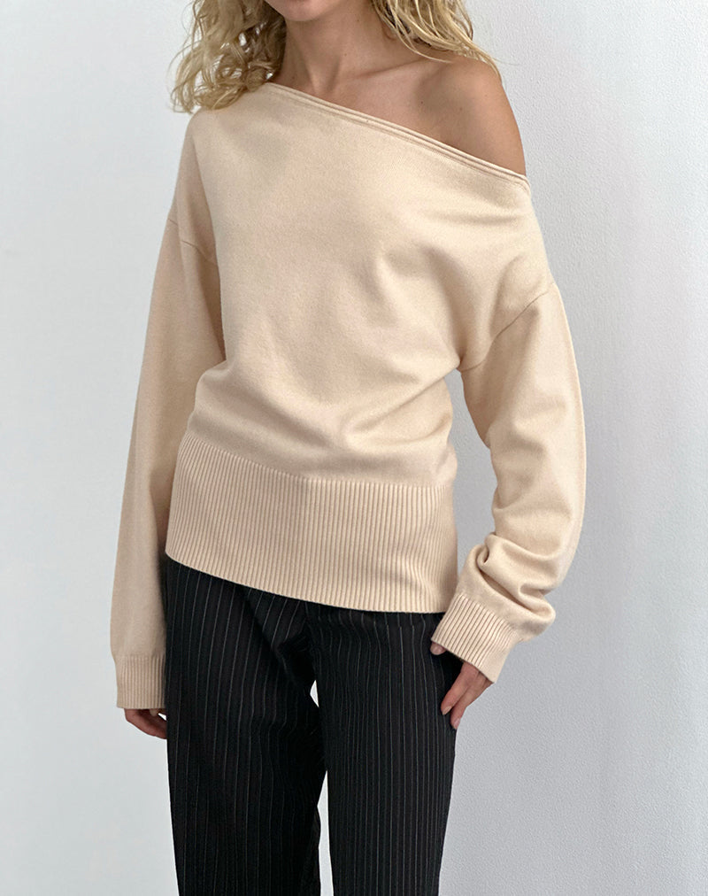 Jalira Asymmetric Jumper in Cream