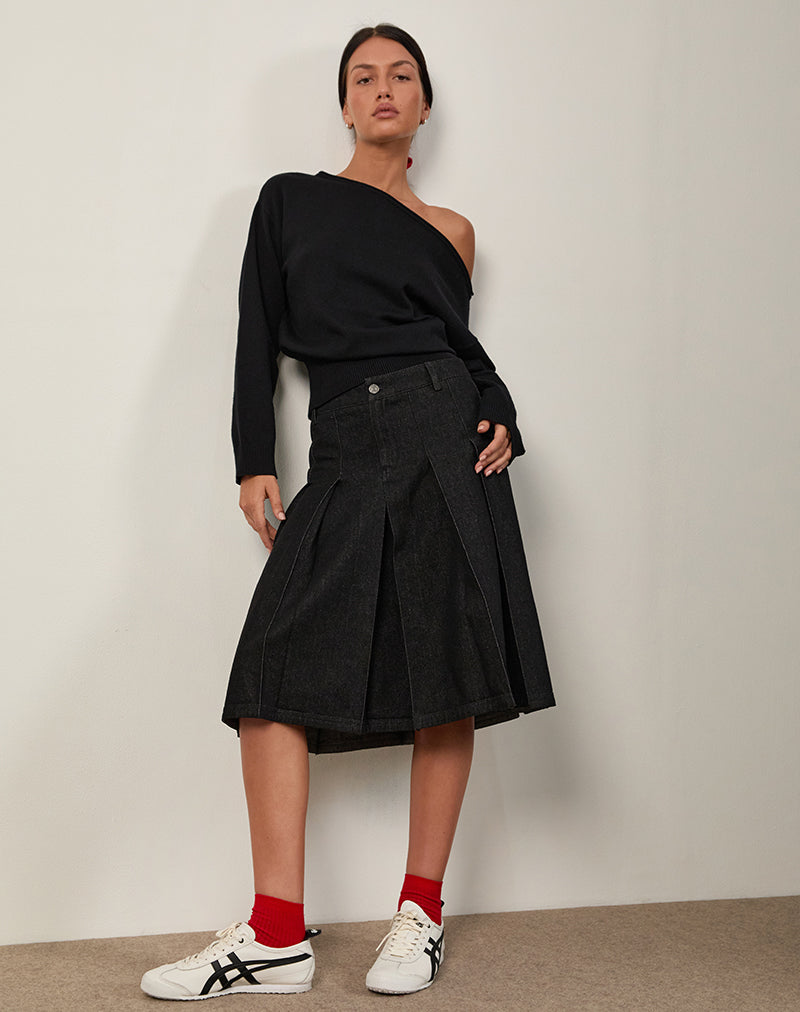 Jalira Asymmetric Cinch Jumper in Black