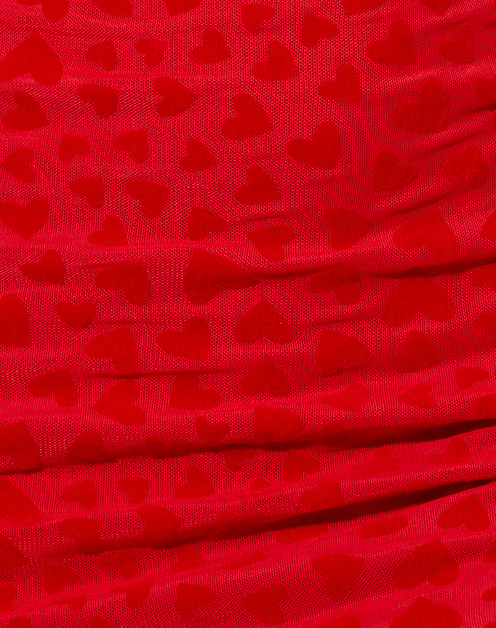 Jamila Mini Dress in Red Mesh Red Heart Flock