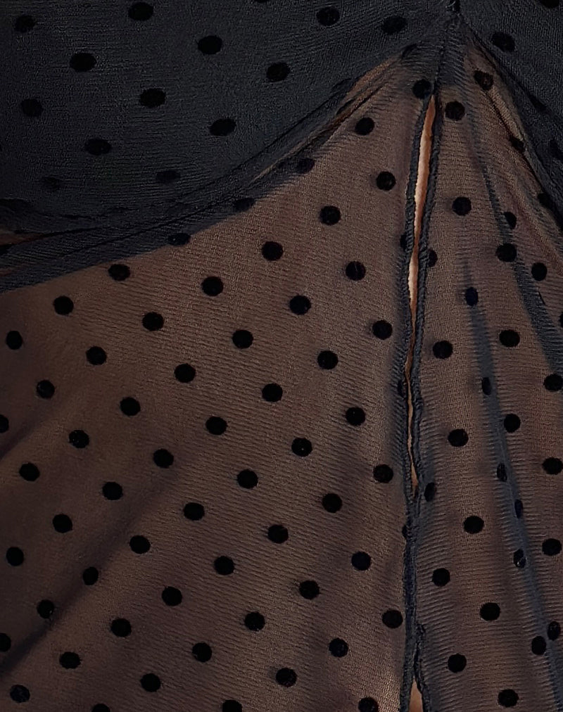 Janar Halterneck Top in Basic Polka Flock Black