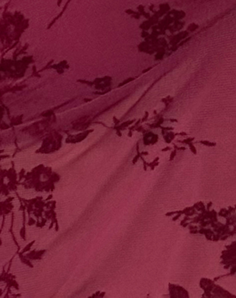 Janar Top in Botanical Flower Maroon