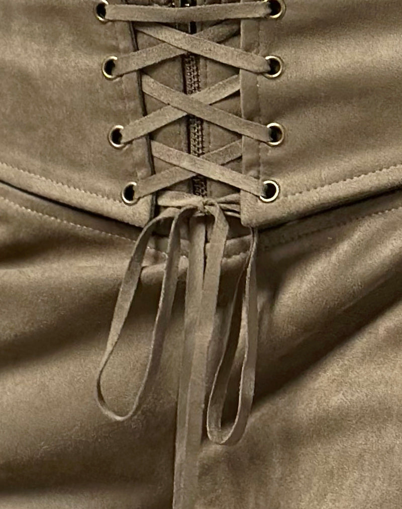 Janna Hotpants in Faux Suede Walnut
