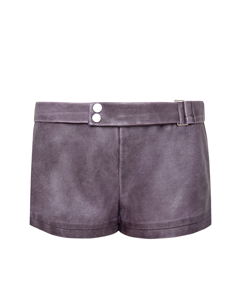 Jarli Hot Pants in Distressed PU Washed Plum