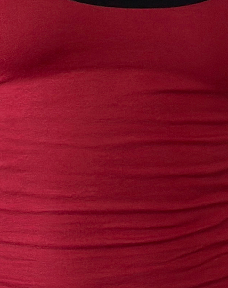 Jastiya Top in Adrenaline Red with Black Binding