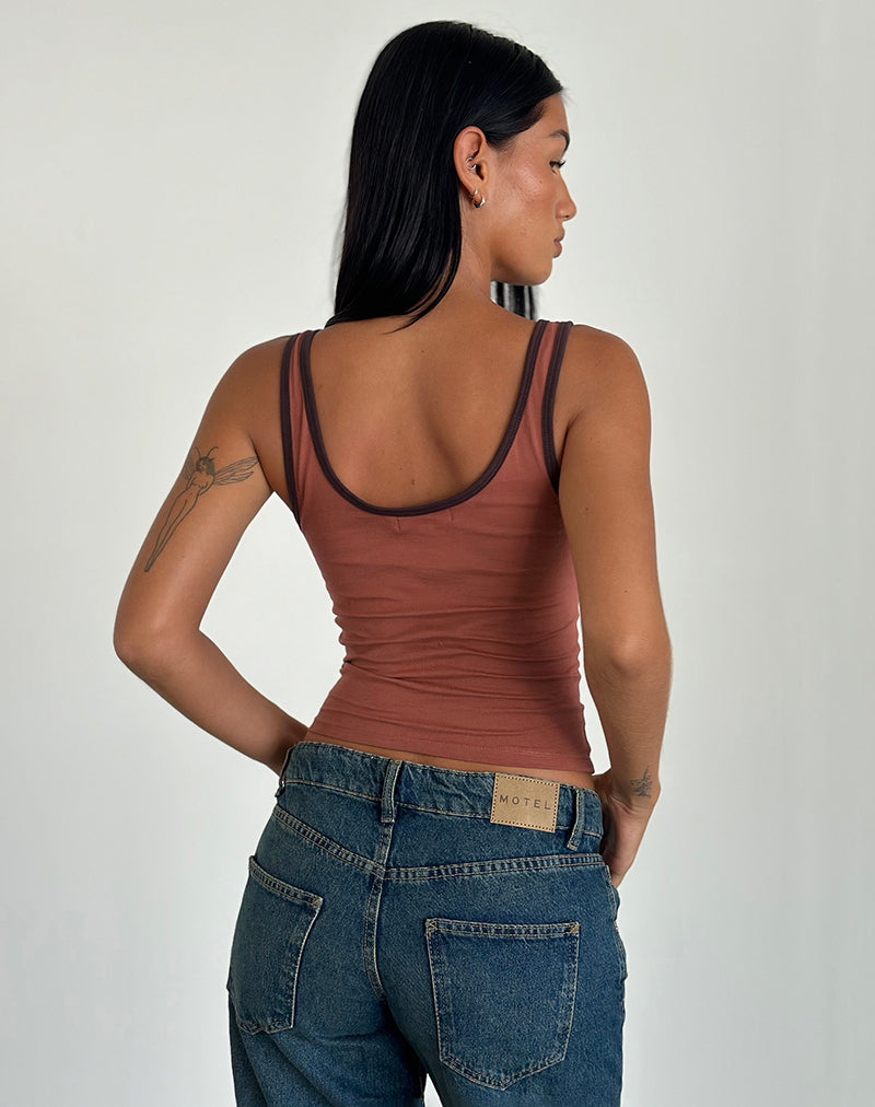 Jastiya Top in Brick with Brown Binding