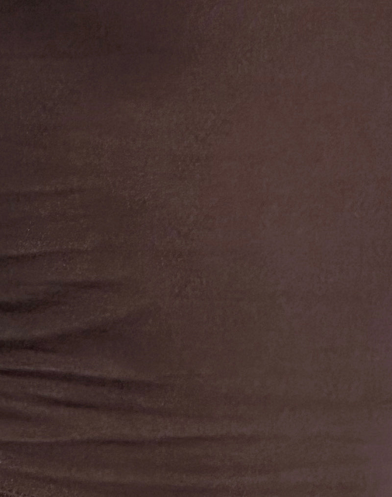 Jastiya Top in Brown with Nantucket Blue Binding