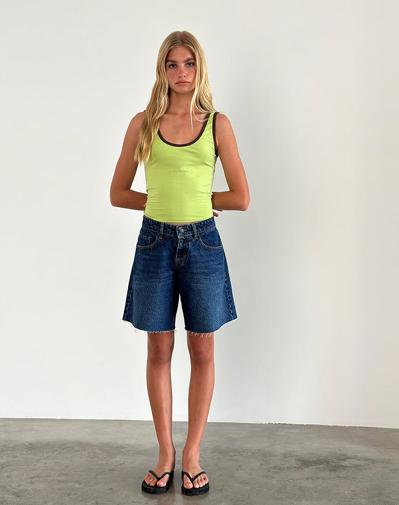 Jastiya Top in Green Banana with Deep Mahogany Binding