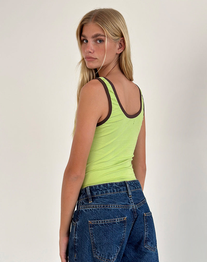 Jastiya Top in Green Banana with Deep Mahogany Binding