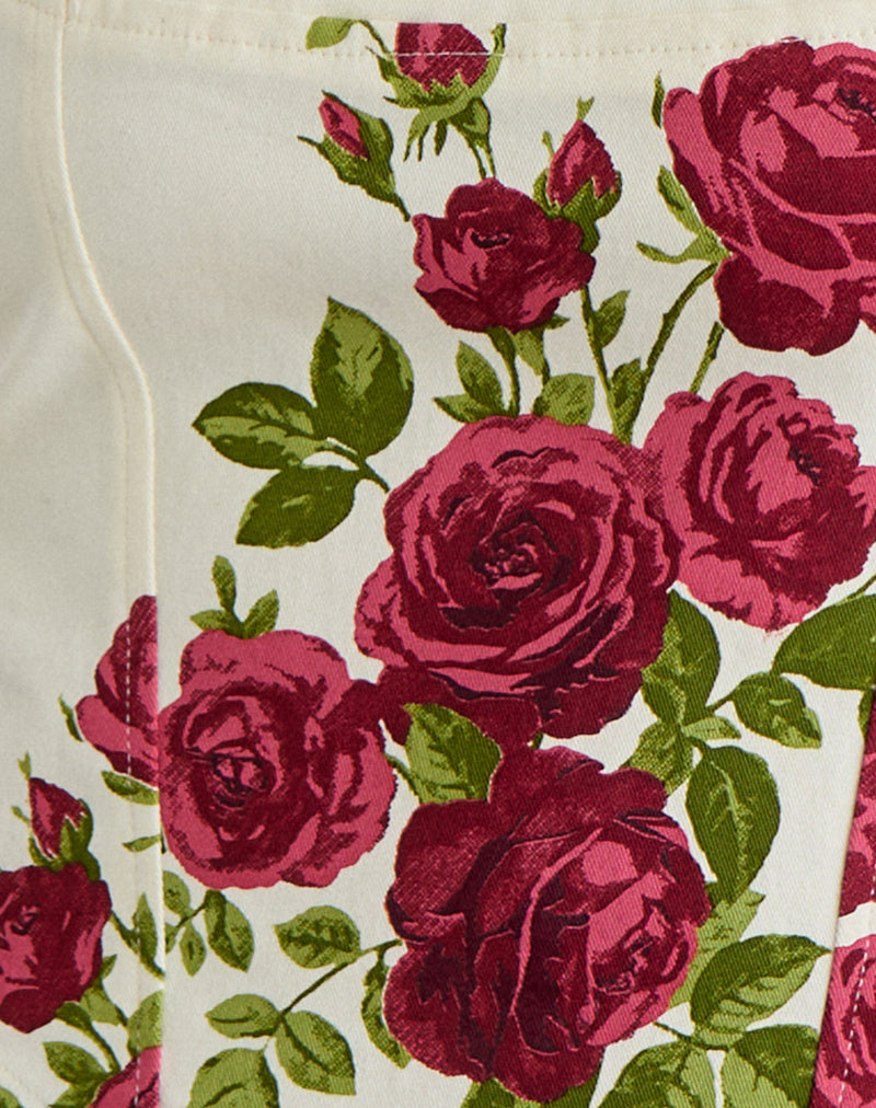 Jatmi Corset Top in Bouquet Roses Cream